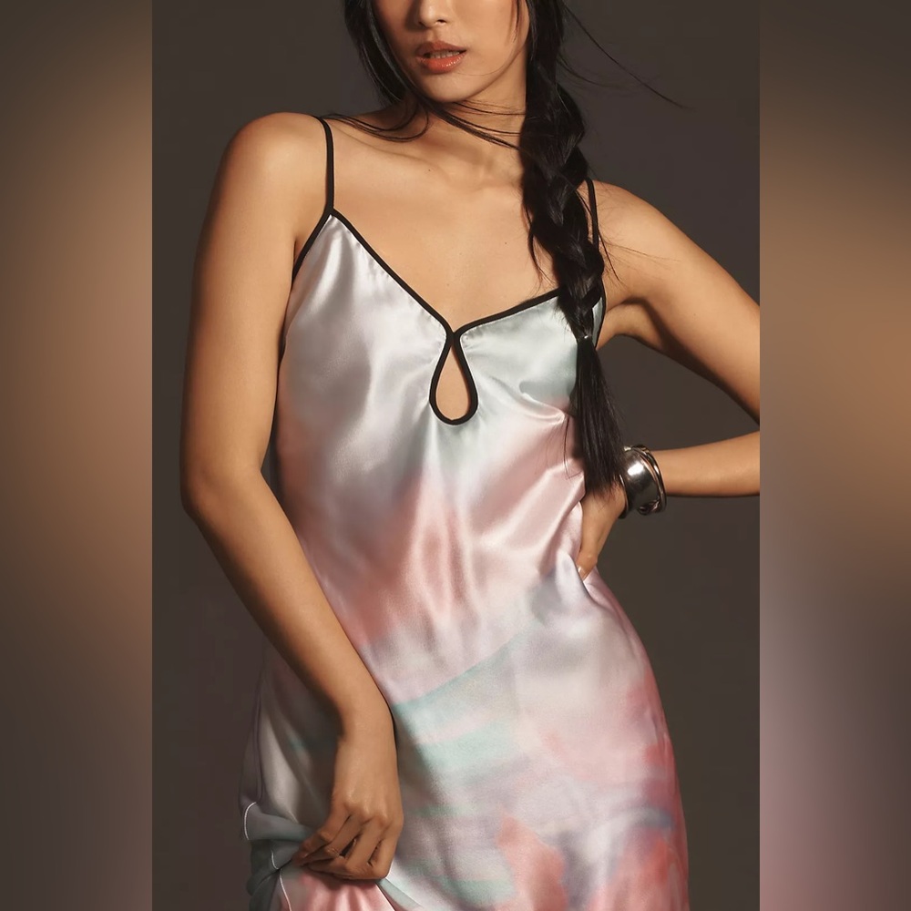 NWT. Anthropologie Geisha Designs Printed Slip Midi Dress. NEW - Picture 3 of 9